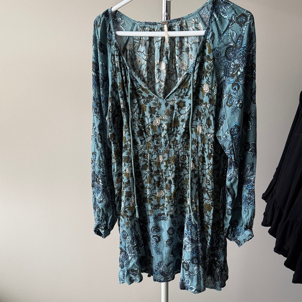 Free People Blue Floral tunic mini dress